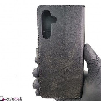 Dirbtinos odos dėklas su skyreliais - juodas (Samsung A54 5G)